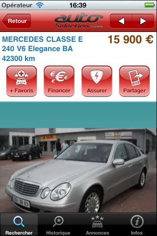 application iphone auto selection voiture occasion