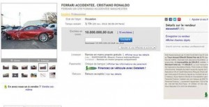 Annonce sur Ebay de la Ferrari de Ronaldo