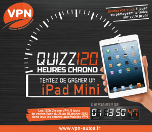 quizz 120h Chrono VPN pour gagner un ipad mini