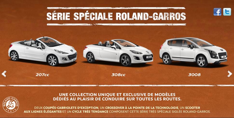 Peugeot séries spéciales Roland Garros 2013