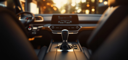 Levier de vitesse d'une voiture automatique vue depuis la banquette arrière