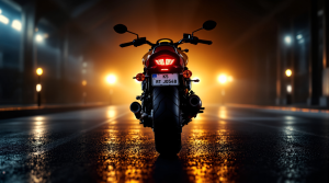 Moto vue arrière avec plaque d'immatriculation